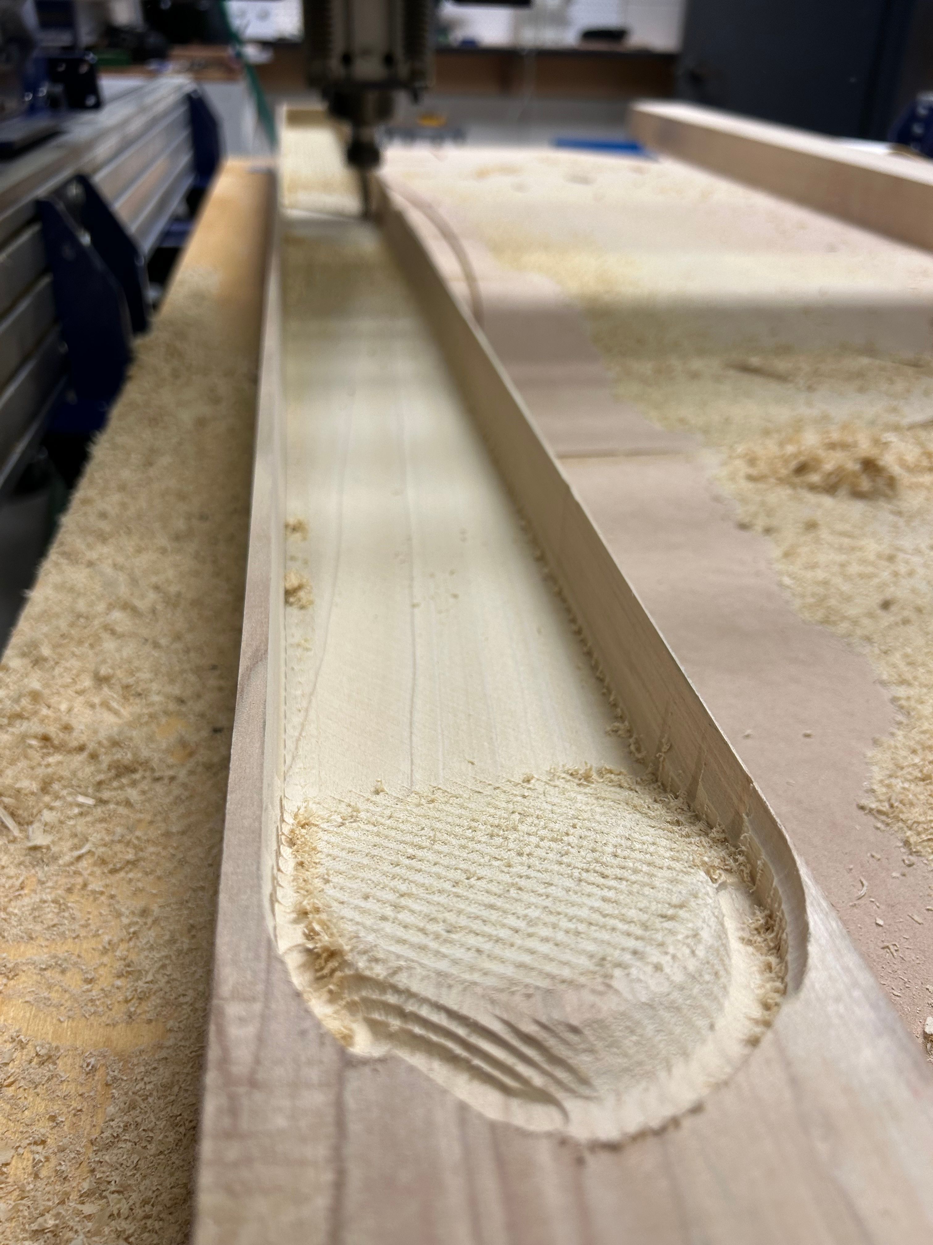 Ski tool path on CNC in Poplar
